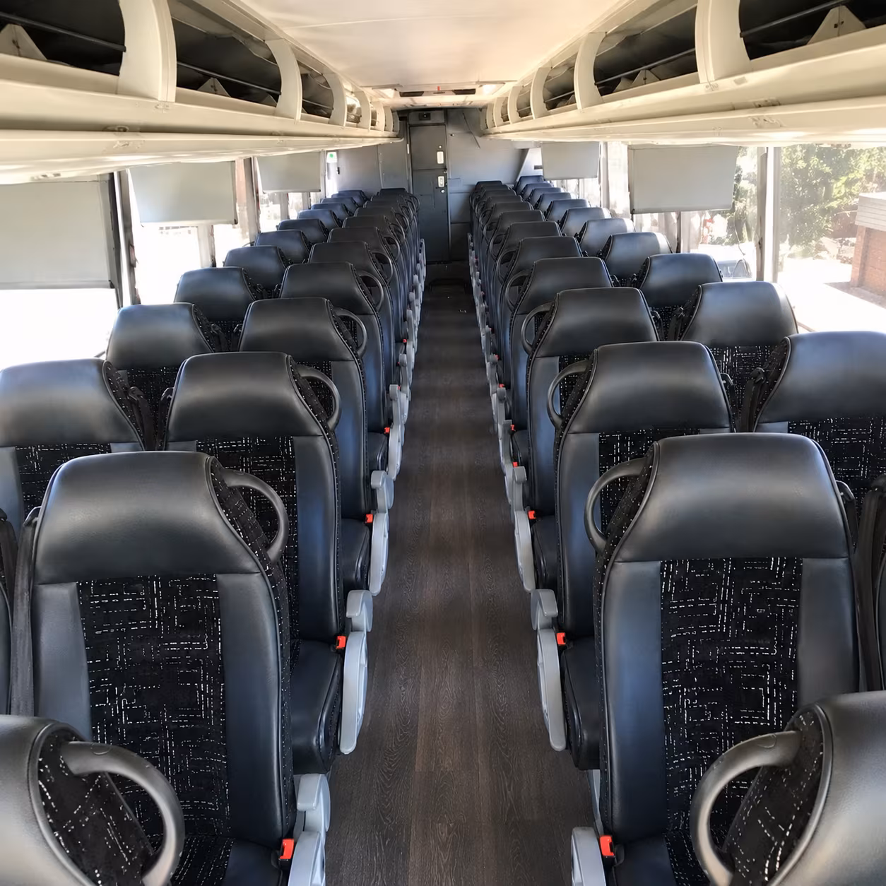 redding 56 passenger charter bus inside